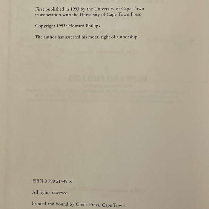 1918-1948 The University of Cape Town, The Formative Years by Howard Phillips Hardcover w/o Dustjack
