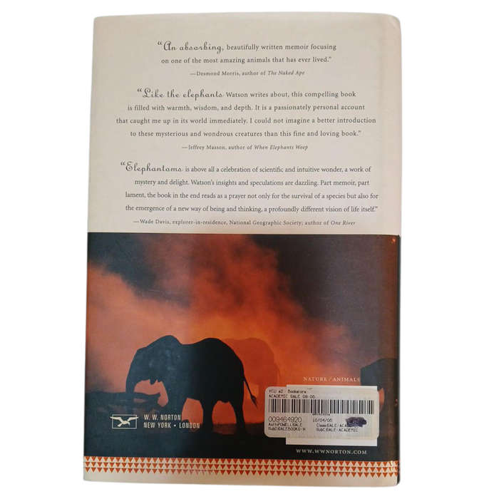 2002  Elephantoms Tracking The Elephant By Lyall Watson Hardcover w/Dustjacket