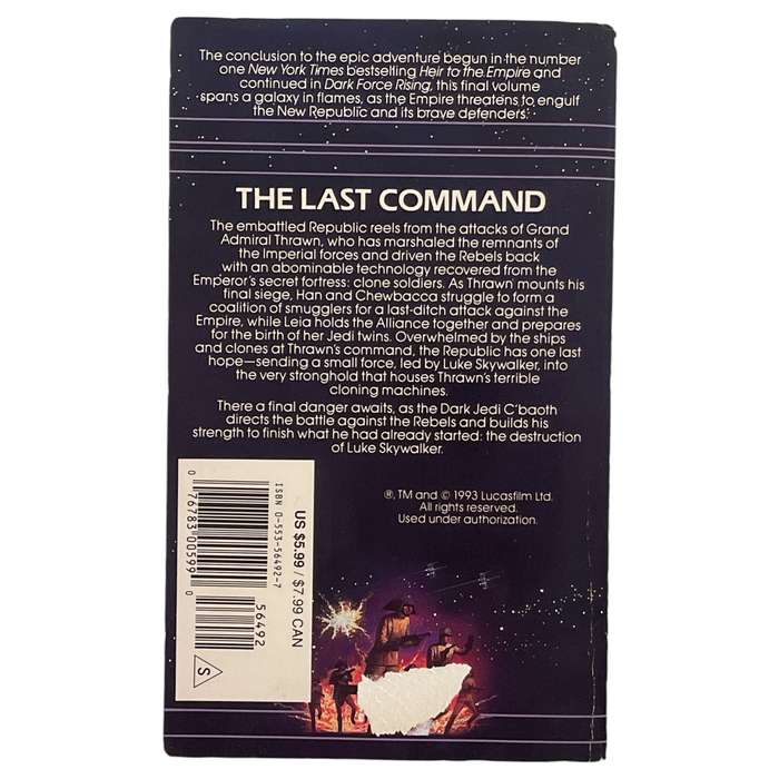 1994 Star Wars - The Last Command by Timothy Zahn Softcover