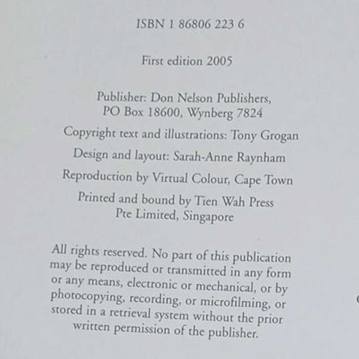 2005 Tony Grogan's Eastern Cape By Tony Grogan Hardcover w/Dustjacket