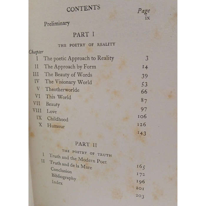 1949 Walter de la Mare, A Study of His Poetry by Henry Charles Duffin Hardcover w/Dustjacket