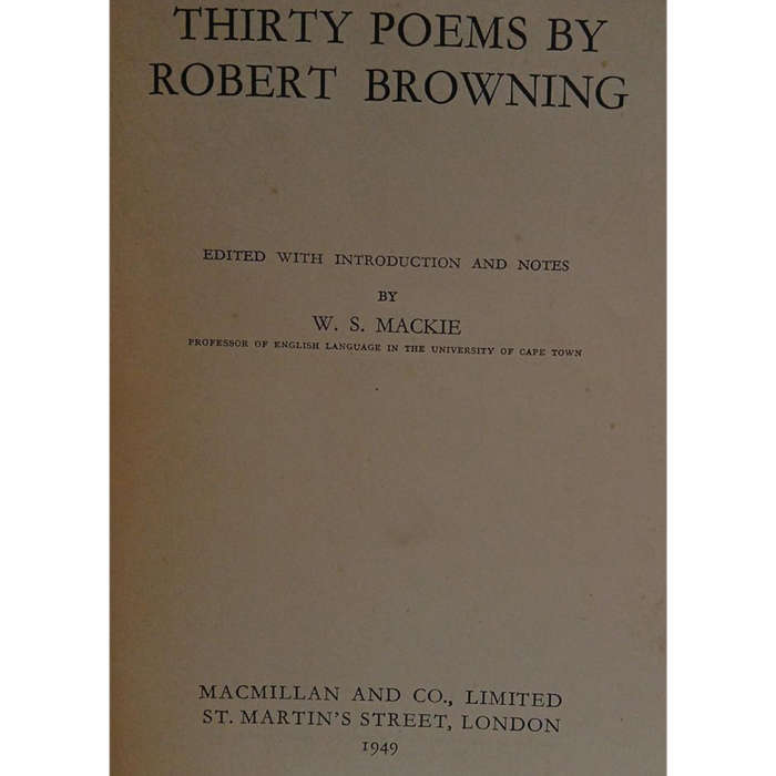 1949 Thirty Poems by Robert Browning Hardcover w/o Dustjacket
