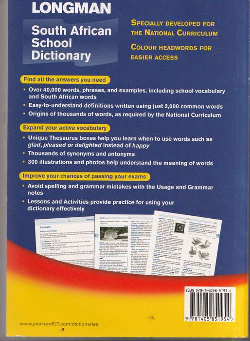 LONGMAN SOUTH AFRICAN SCHOOL DICTIONARY: FOR SUCCESS AT SCHOOL