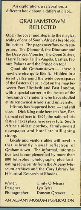 GRAHAMSTOWN REFLECTED by Emily O'Meara