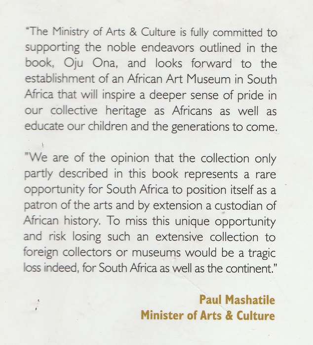 OJU ONA: COLLECTION OF THE SOUTH AFRICAN MUSEUM OF AFRICAN ART by Dr Jean-Marie Jullienne