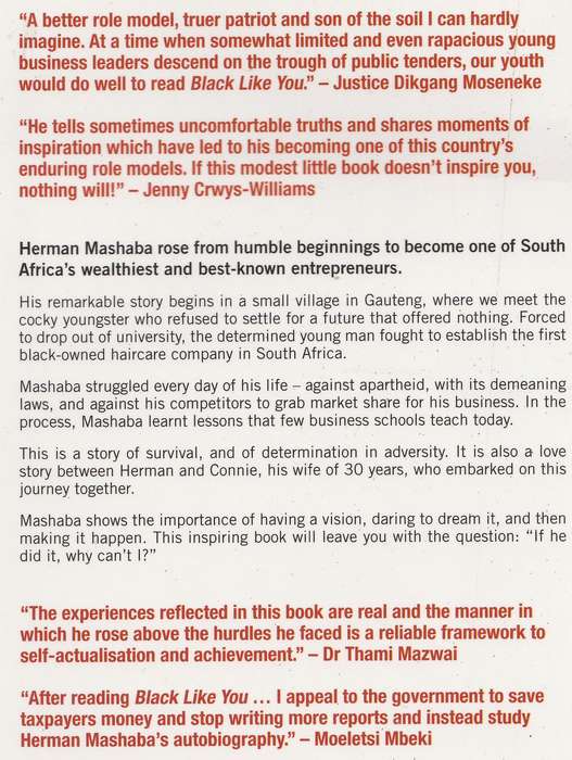 BLACK LIKE YOU (An autobiography) by Herman Mashaba & Isabella Morris