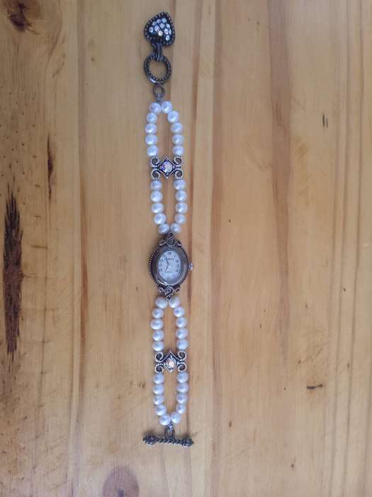 New handmade custom Freshwater pearl strap bronze watch for sale