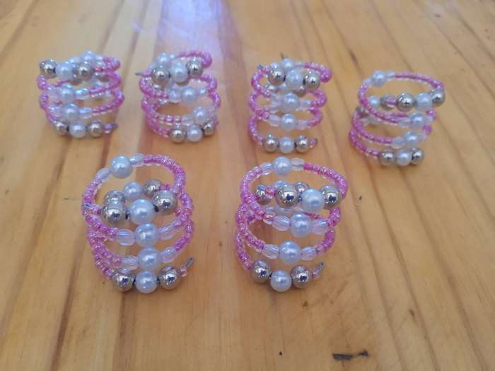 Pink Beaded Serviette Holders