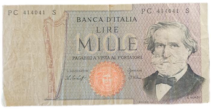 1969 Italy Bank Note 1000 Lire