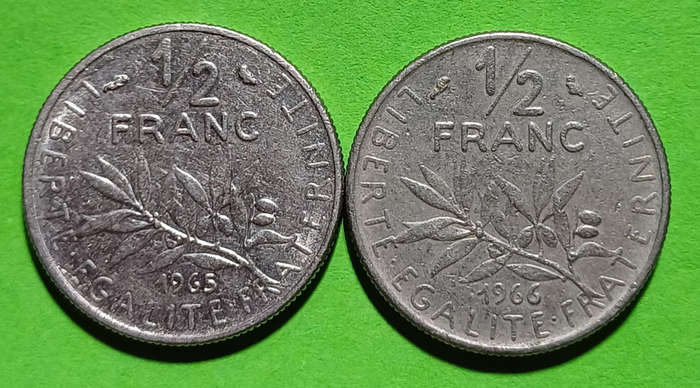 1965 & 1966 France ½ Franc