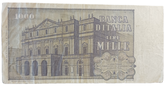 1969 Italy Bank Note 1000 Lire