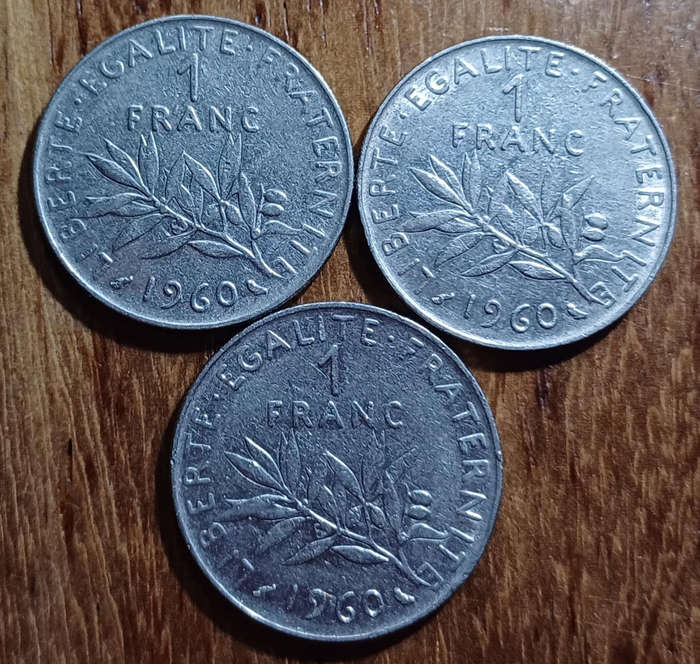 1960 France One Franc Coin (X3)