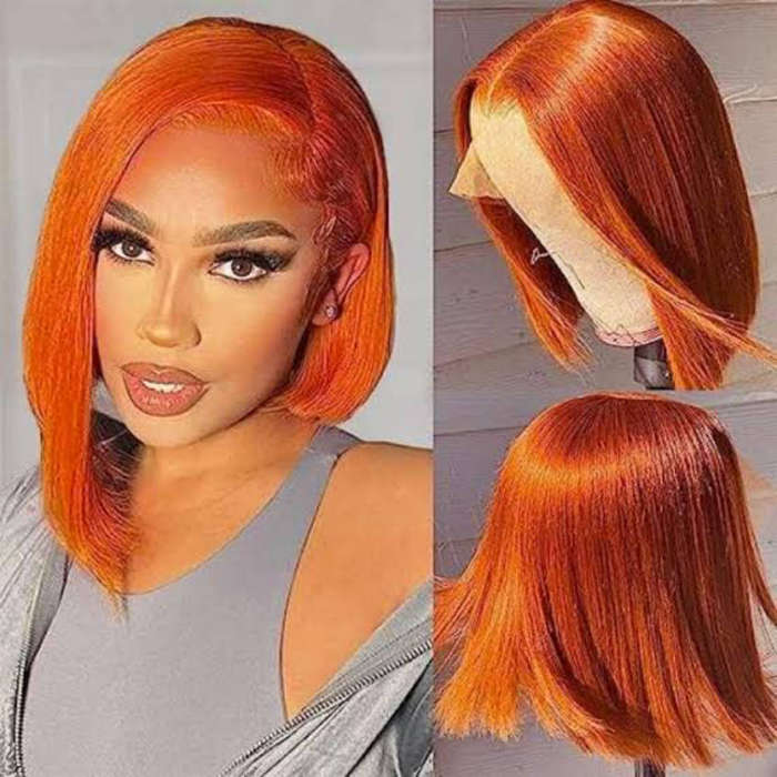 10" orange ginger frontal wig