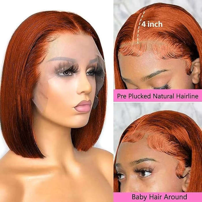 10" orange ginger frontal wig