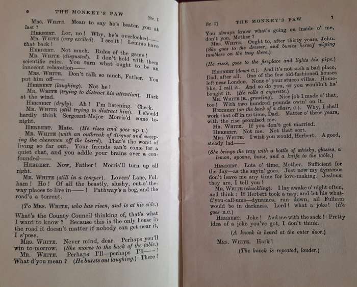 The Monkey's Paw by W W Jacobs 1910 printed by butler and tanner.