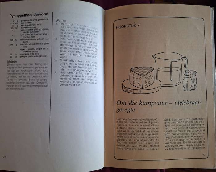 Woonwa en Kampvuur-reseppe Joey Mostert-first edition 1975 Afrikaans Cooking