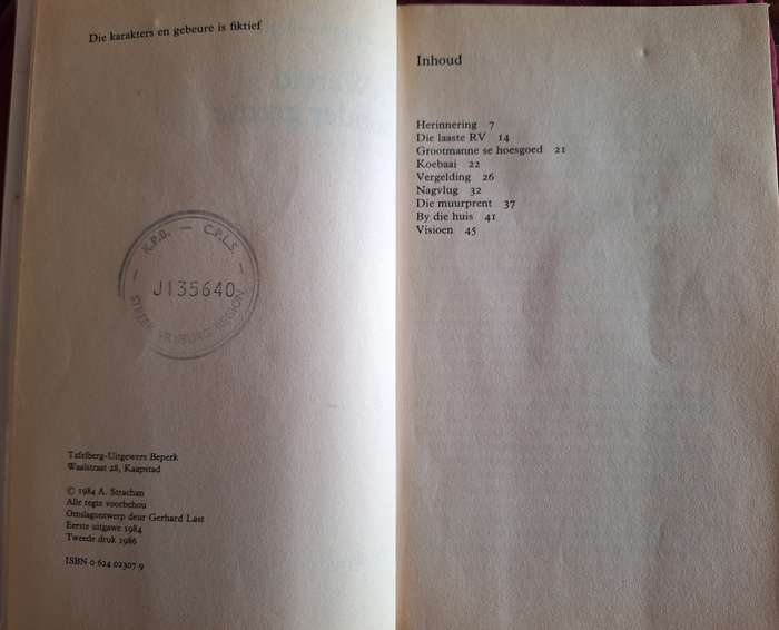 n Wereld sonder Grense - Alexander Strachan-1986, 2nd edition.Rare edition, Afrikaans, Short Stories