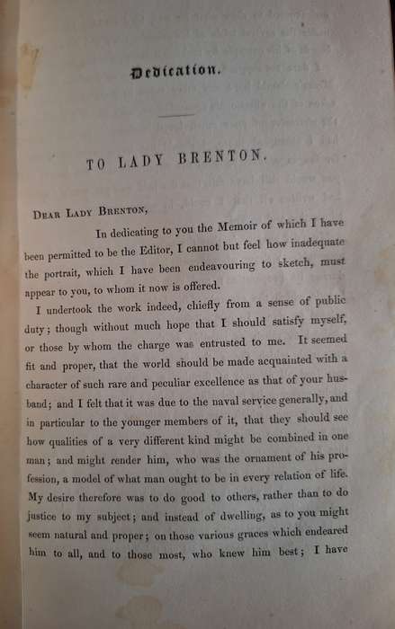 MEMOIR - Vice-Admiral Sir Jahleel Brentom -1846 First edition. Hatchard & Son.