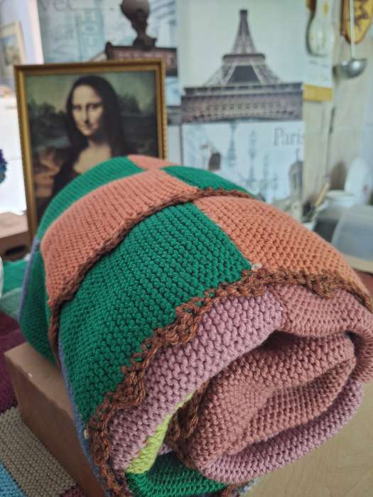 Handknitted Wool blanket in spectacular colors. Afrikaans Handcraft 1400x1400 Limited stock