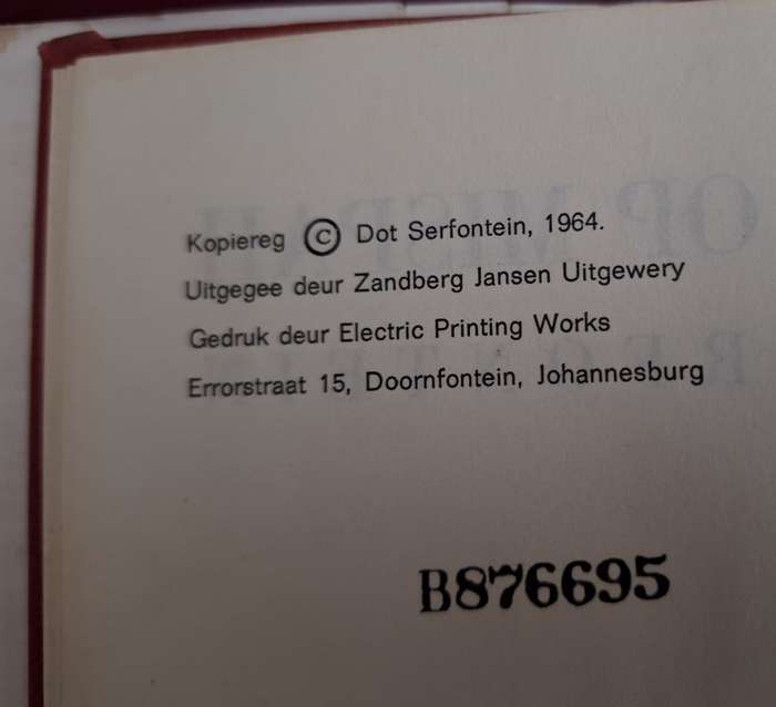 Water op Mispah-Dot Serfontein-1964 rare first edition. Afrikaans Text / Scarce