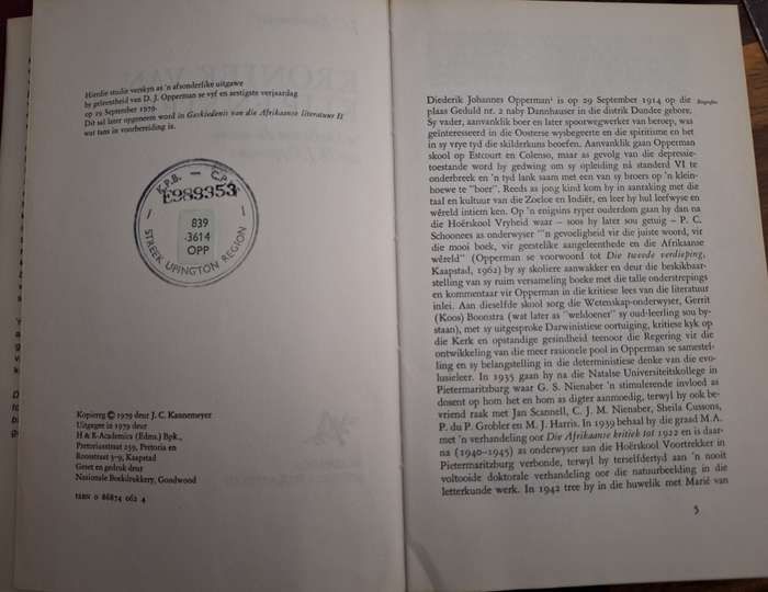 JC KANNEMEYER- Kroniek van klip en ster- first edition 1979 Afrikaans Text