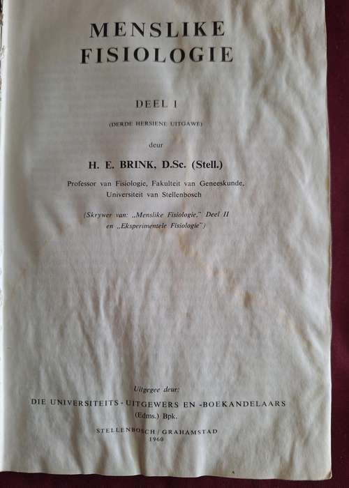 H E BRINK - Menslike Fisiologie Deel 1 / 1960 Medical