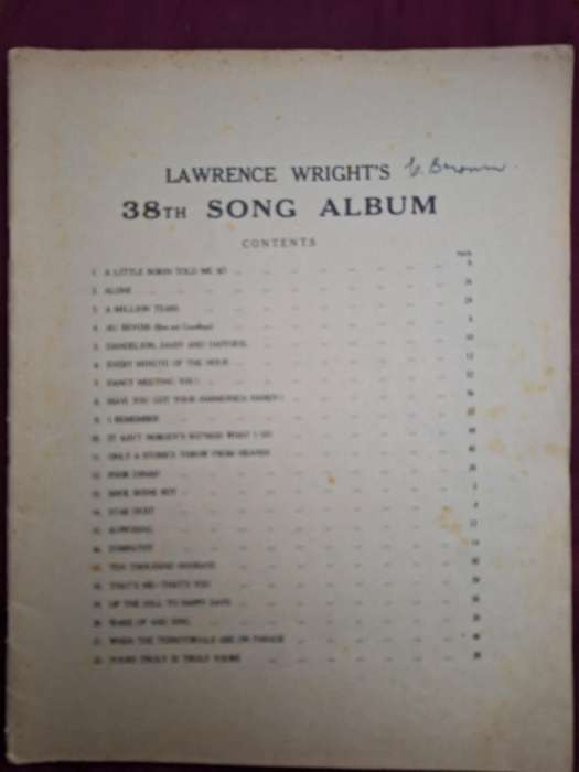 SHEET MUSIC - Lawrence Wright - song and dance album no. 38 - pp48