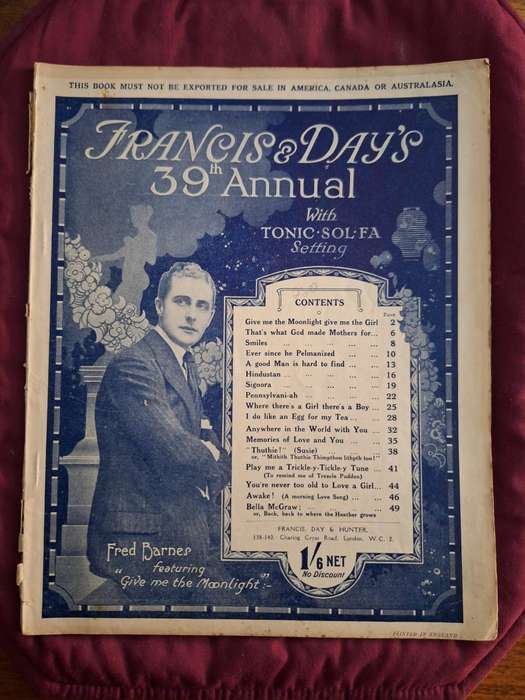 SHEET MUSIC - Francis & Days - annual no.39