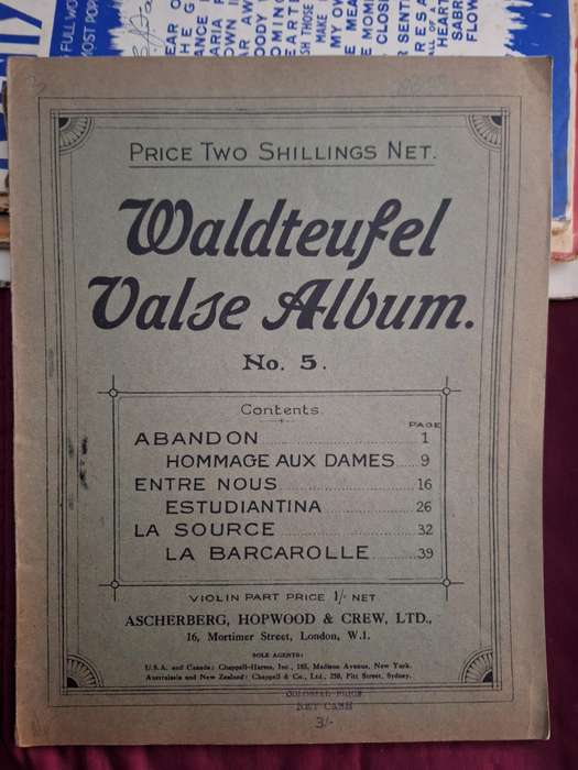 SHEET MUSIC - Waldteufel Valse Album no. 5 Violin in part.