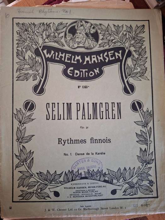 SHEET MUSIC - Wilhelm Hansen edition no.1365. Selim Palmgren Rythmes finnois No.1 Danse dela Karelie