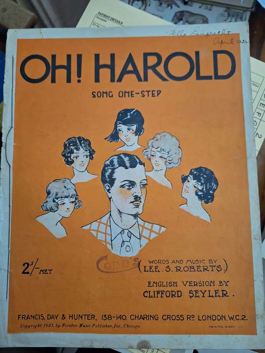 SHEET MUSIC - OH! HAROLD song one step.  words and music by Lee. S. Roberts. pp6