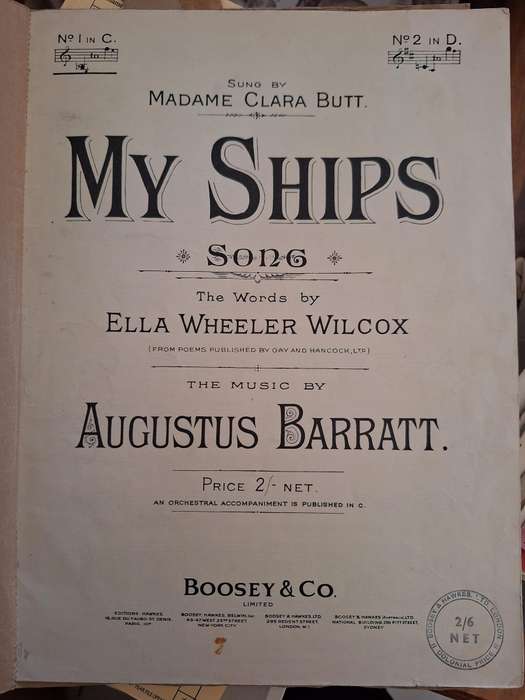 SHEET MUSIC - MY SHIPS music by Auguatus Barratt. pp6