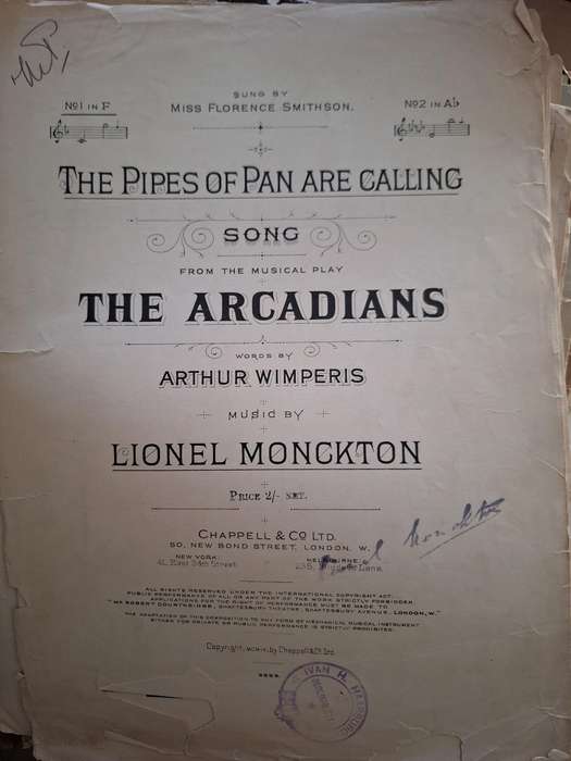 SHEET MUSIC - The pipes of Pan are calling music by Lionel Monckton. pp8