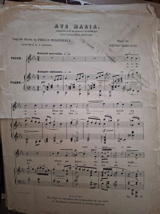 SHEET MUSIC - AVE MARIA music by Pietro Mascagni. pp4