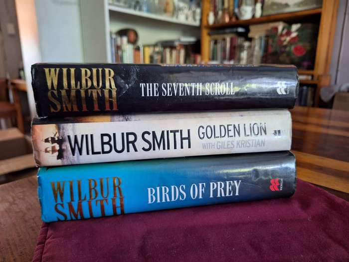WILBUR SMITH Ensemble of 3/the 7th scrool,birds of prey and golden lion/ first editions/adventure