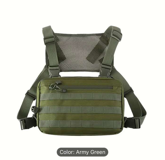 Large Outdoor Multifunctional Men's Tactical Chest Bag - Olive Green - Motorcycle / Hiking
