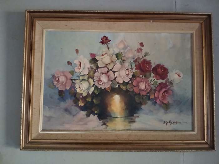 H.G. van Aswegen Oil, Still Life Roses, Signed, 60 x 90