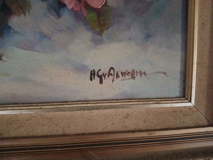 H.G. van Aswegen Oil, Still Life Roses, Signed, 60 x 90