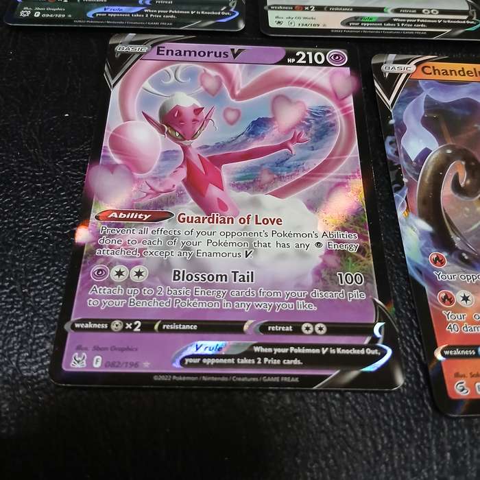7 Pokémon V cards: Hisuian Sneasler V, Wyrdeer V, Lucario V, Enamorus V, Chandelure V, and Boltund V