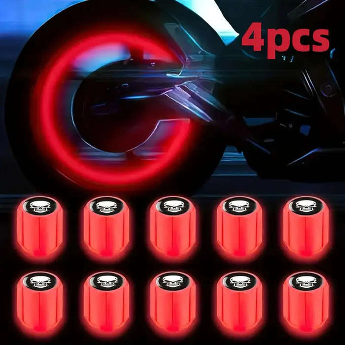 Fluorescent White Skull Luminous Tire Valve Cover