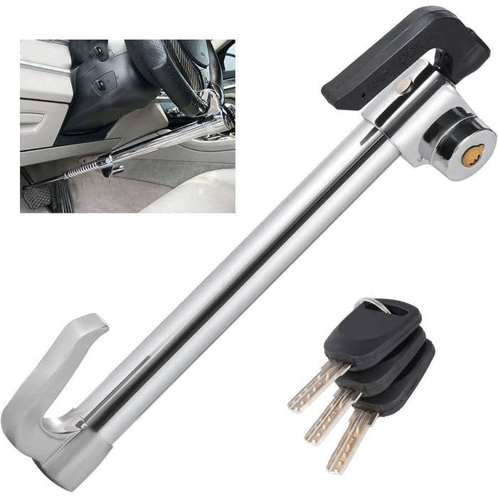 Steering Wheel Lock Bar with Pedal HookSecure