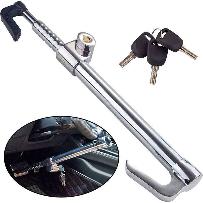 Steering Wheel Lock Bar with Pedal HookSecure
