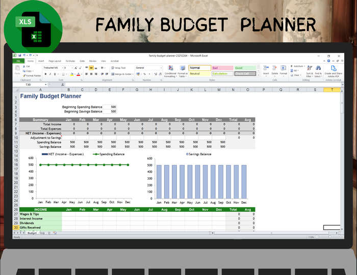 Family Budget Planner Excel Spread Sheet and Google Sheet