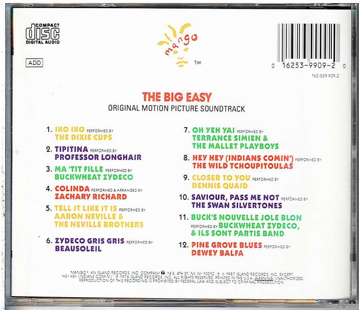 Various Artists - The Big Easy: Original Motion Picture Soundtrack CD