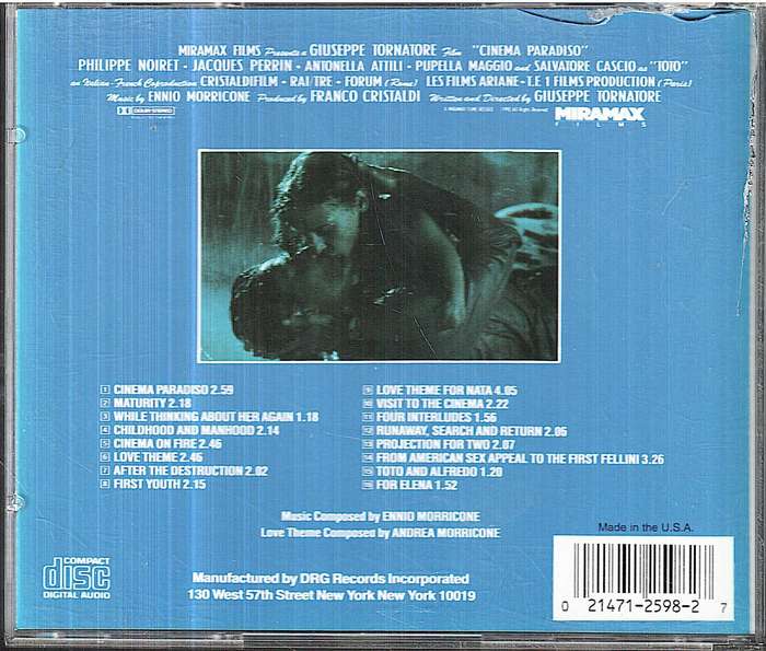 Ennio Morricone - Cinema Paradiso Original Soundtrack Recording CD