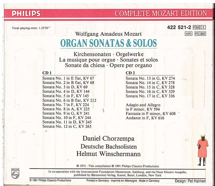 Mozart: Organ Sonatas & Solos 2 CD set - Daniel Chorzempa et al [Complete Mozart Edition Vol 21]