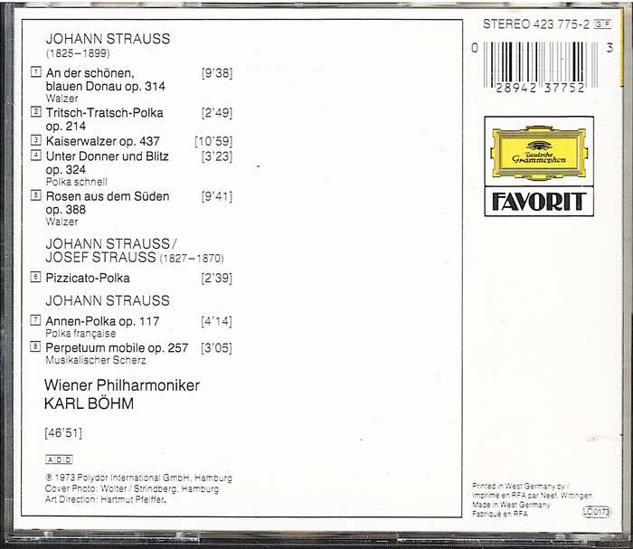 Johann Strauss/Josef Strauss: Kaiserwalzer/Perpetuum Mobile - Wiener Philharmoniker, Karl Bohm CD