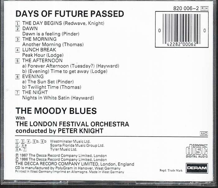 The Moody Blues - Days of Future Passed CD [with The London Festival Orchestra, Peter Knight cond.]
