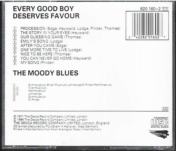 The Moody Blues - Every Good Boy Deserves Favour CD