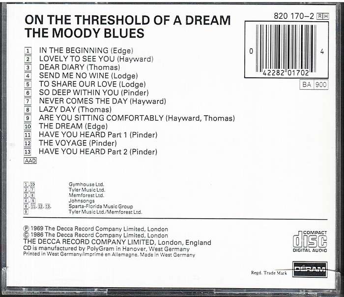 The Moody Blues - On the Threshold of a Dream CD